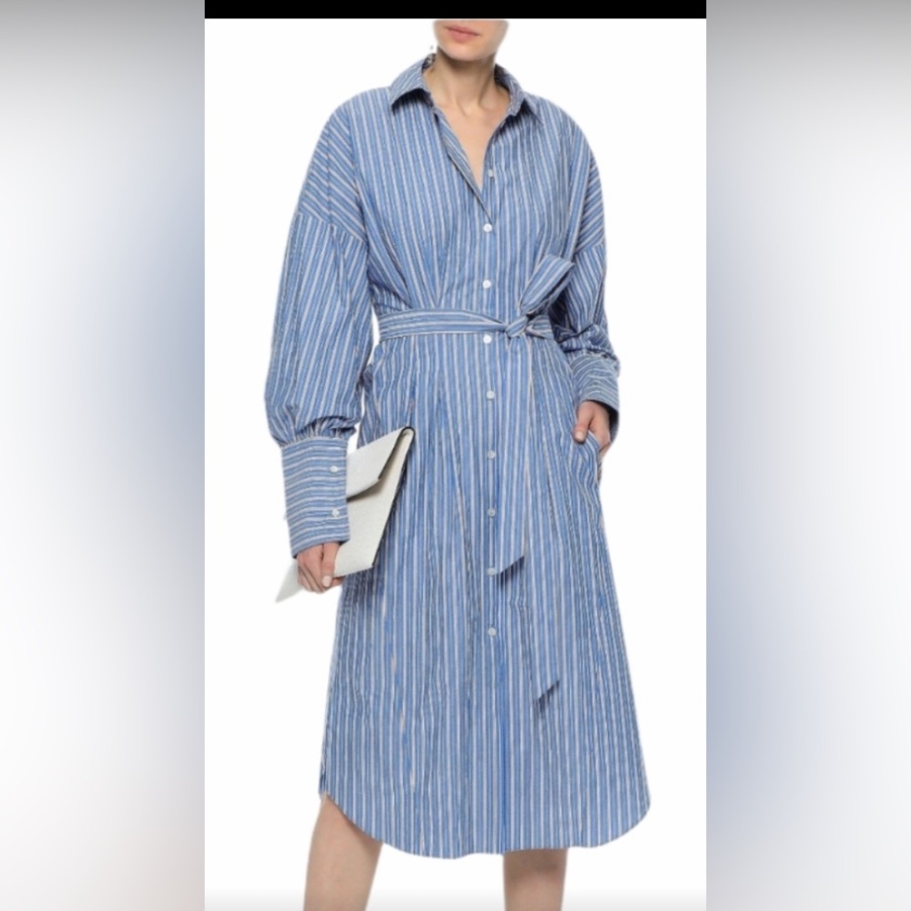 Tibi Belted Striped Shirt Dress